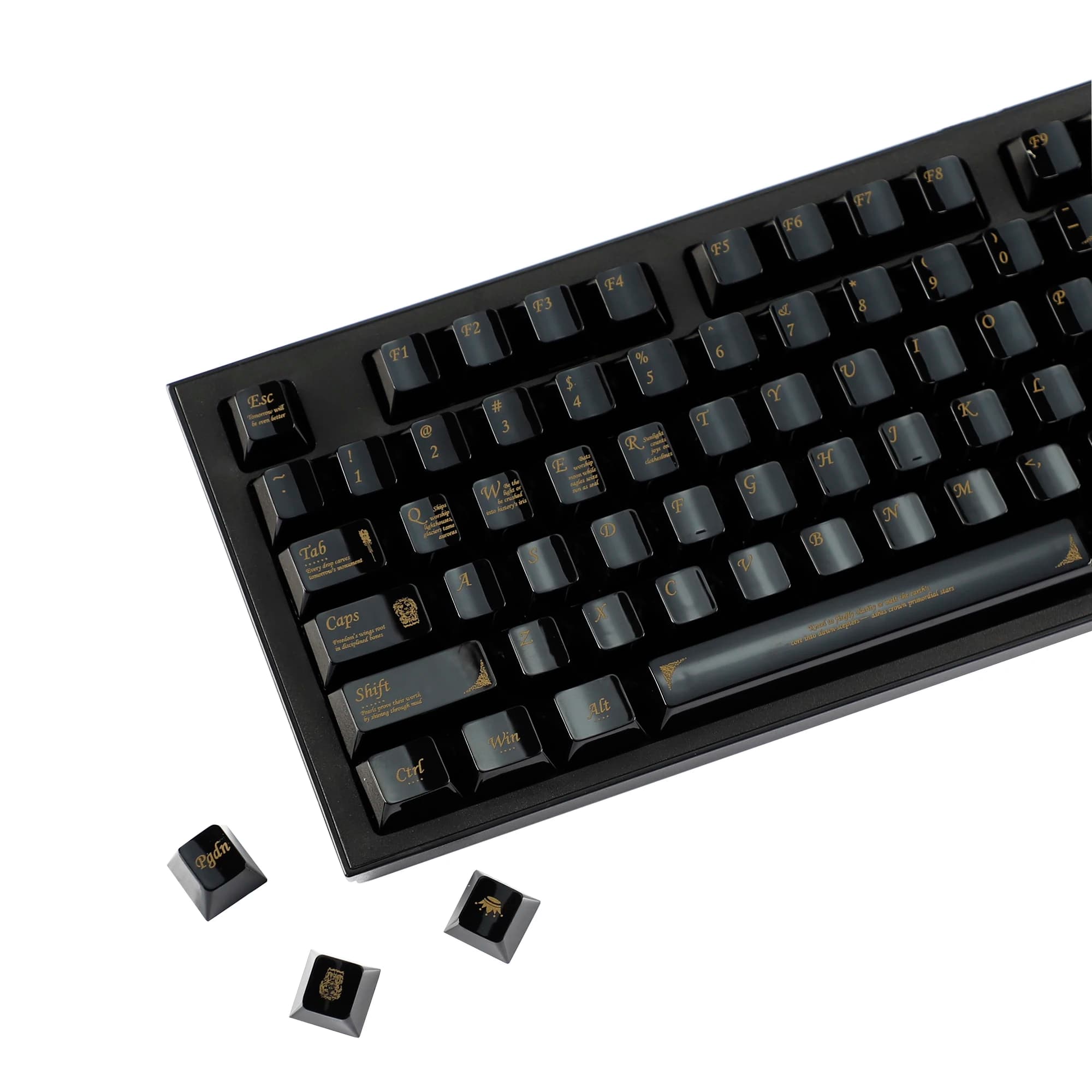 YMDK White Black Ceramic Feel 115 keys Cherry Profile PC Paint spray Covers for mechanical keyboards MX 61/64/68/87/100/104/108