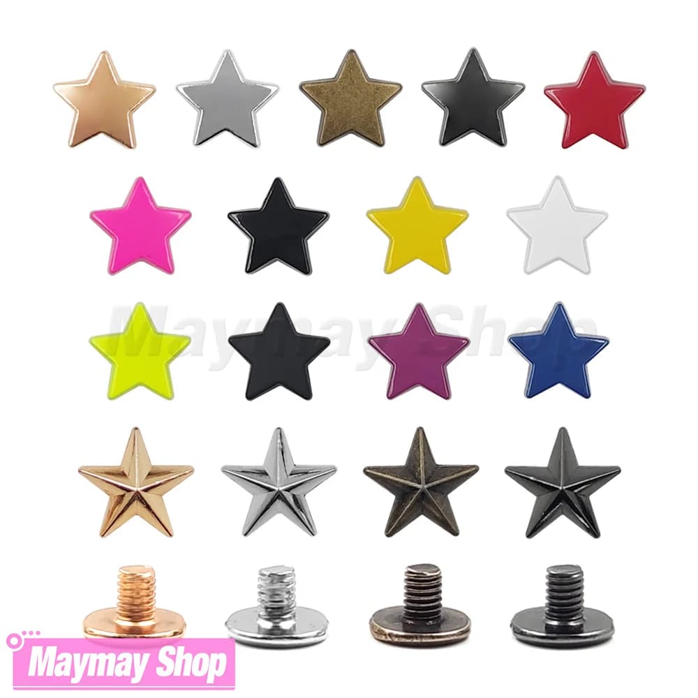 5-10 pz 12/13.5mm Stelle di Metallo Rivetti Vite Punk Borchie Per Abbigliamento Indumento Scarpe Cappello Cintura In Pelle Decorazione FAI DA TE vestiti Accessori