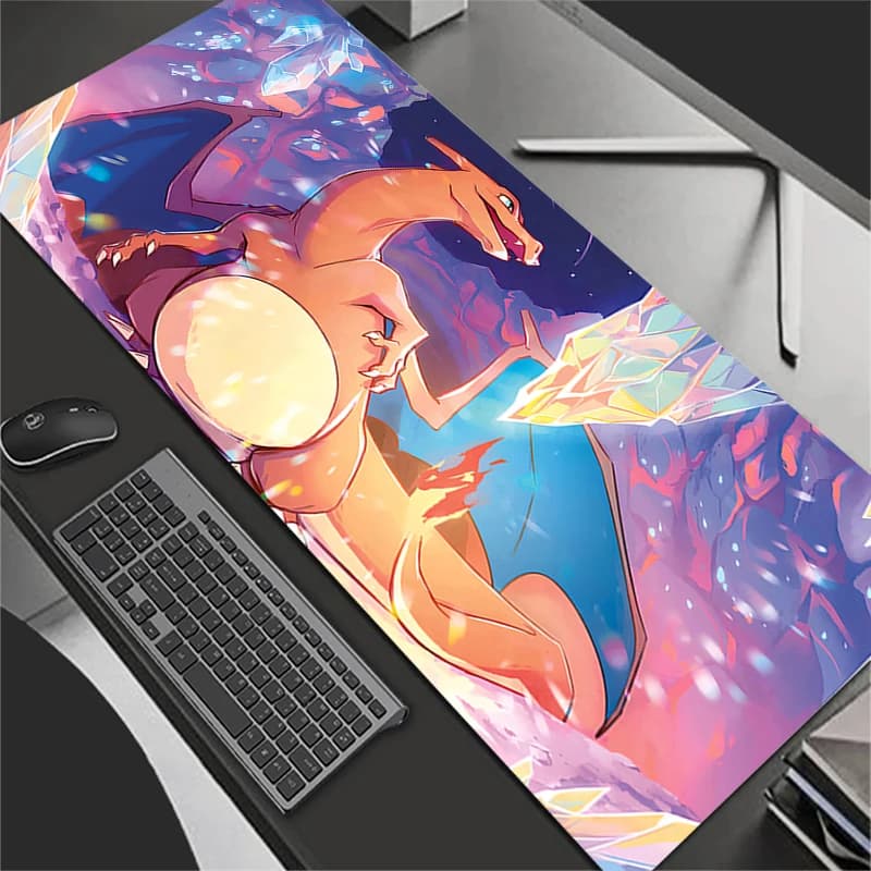 Tappetino per mouse XXL Anime Gamer Computer Mousepad Accessori da gioco Tablet Varmilo Bordo tastiera Bianco P-Pokemons Charizard Mausepad