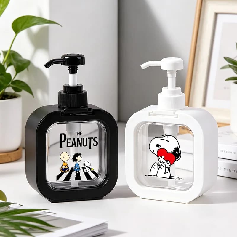 Dispenser di Sapone Liquido Snoopy, Pompa Manuale Kawaii, Bottiglia Ricaricabile per Shampoo, Dispenser Portatile Semplice per Sapone Liquido, Regalo