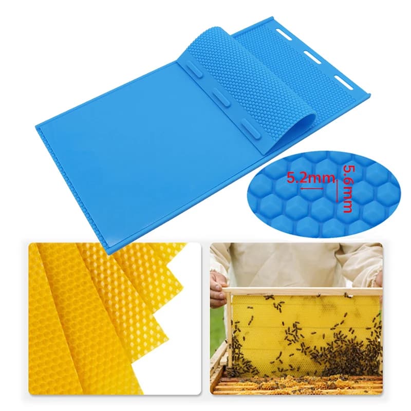 1 set di cera d'api in silicone per apicoltura, stampo a nido d'ape, cera flessibile per macchina, fogli di fondotinta, pressa per goffratura, produzione di basi per nido di cera