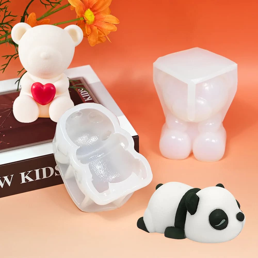 Vntine's Day Orso cartone animato da 4 pollici con cuore Stampo in silicone Ghiaccio Cr Budino Utensili da forno Utensili da cucina