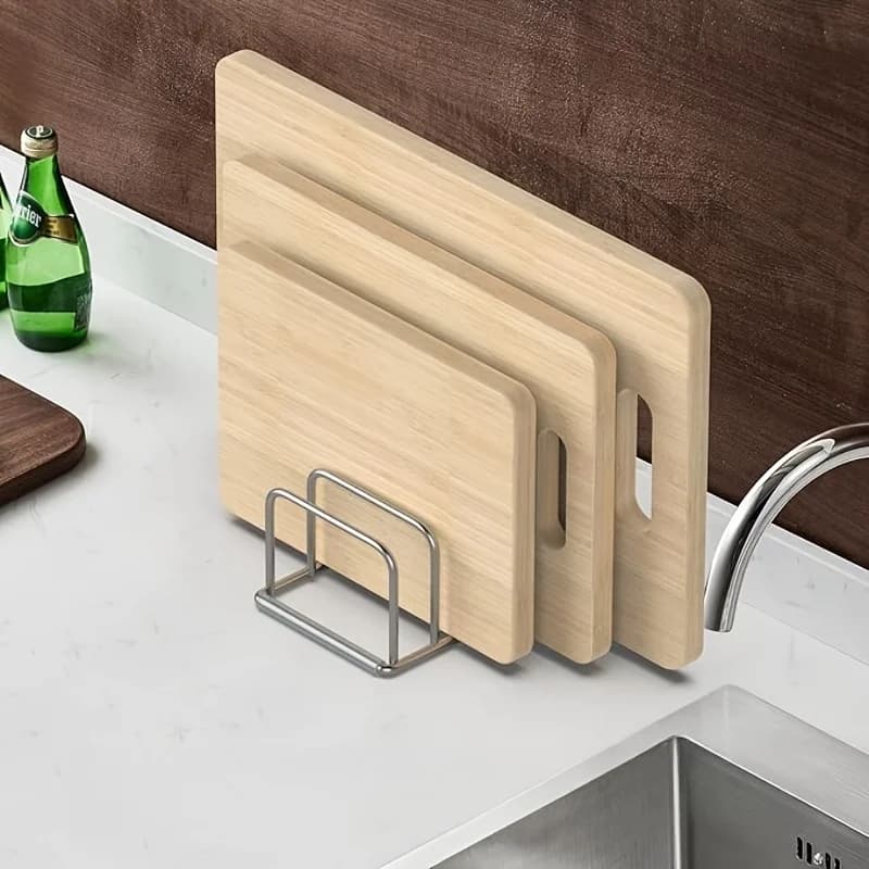 1 Pack Space Saving Heavy Duty Stainless Steel Countertop Organizer Combo For Pot Lids Cutting Boards Kitchen Storage Rack
