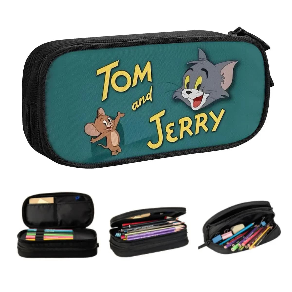 Astucci personalizzati Kawaii T-Tom e J-Jerry per ragazze e ragazzi, astuccio portapenne di grandi dimensioni per articoli di cancelleria