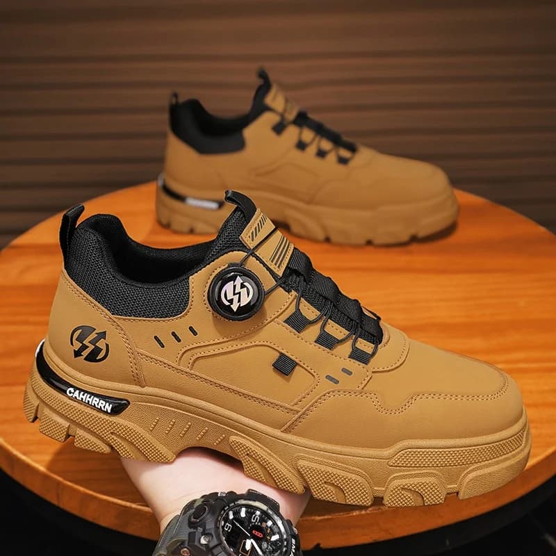 Stivali da Lavoro Bassi da Uomo, Scarpe Sportive Casual alla Moda Primavera-Autunno, Antiscivolo, Resistenti all'Usura, con Suola Spessa