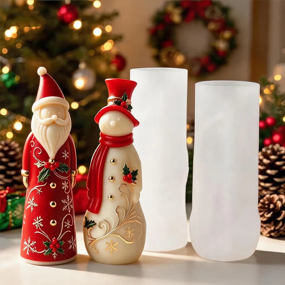 3D Christmas Santa Claus Snowman Silicone Mold DIY Scented Candle Resin Plaster Soap Mold Xmas Home Decor Craft Gift