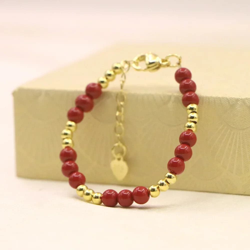 Fascino Bellissimo braccialetto rosso Neonate Chiusura a moschettone Perle Accessori Ragazze Yoga Regalo di nozze di Natale Gioielli Moda