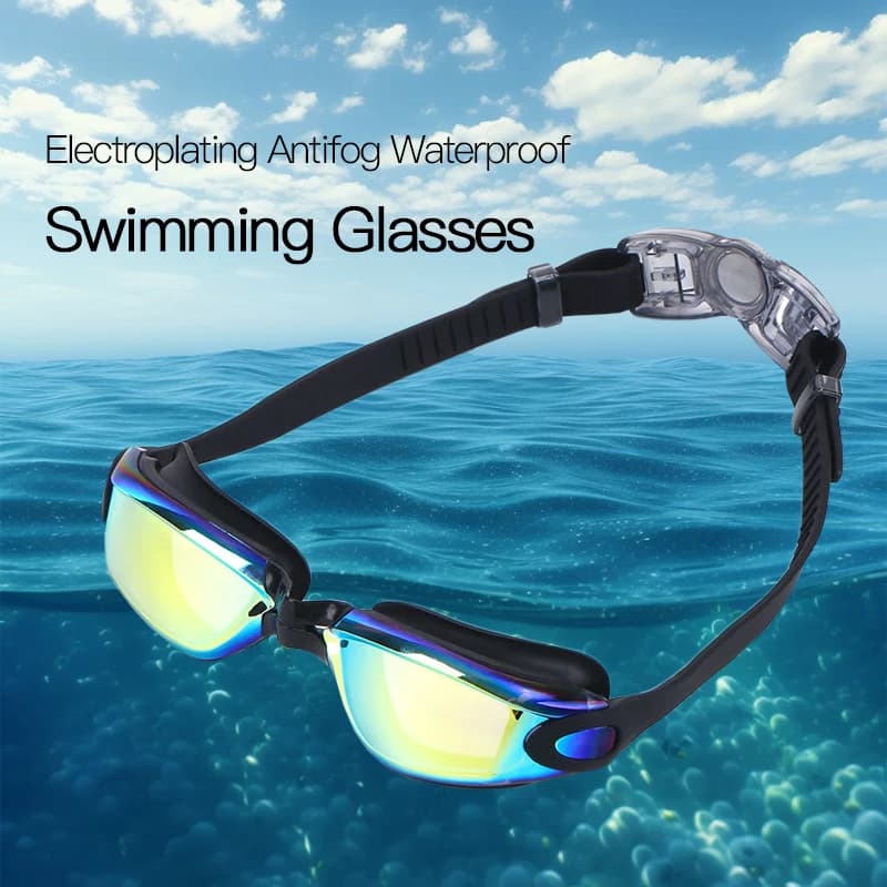 Occhialini di swimming Swimming occhialini per miopia per Adults Single-piece ear plugs Galvanotecnica Anti-fogment High-definition swimwear