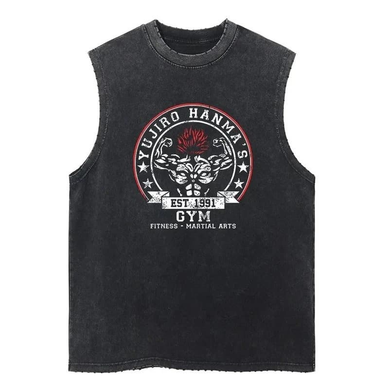 Baki Uomo e Donna Lavato Vecchio Gilet Yujiro Hanma Animazione Giapponese Estate Cotone Harajuku Canotta Vintage Casual Trend Sling