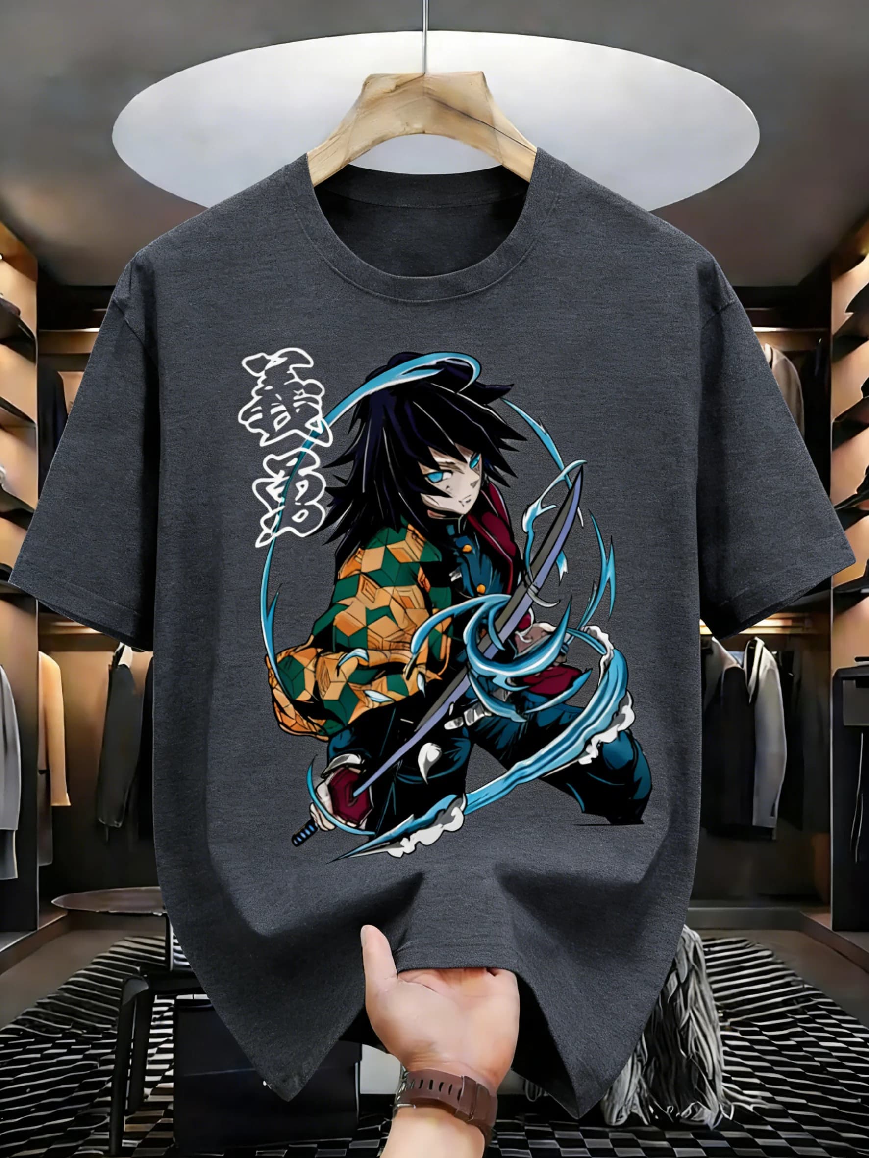 T-shirt Oversize con Stampa Anime Demon Slayer per Uomo e Donna, Casual, Coordinato Genitore-Figlio, Moda Cotone Harajuku Y2K Street Estivo