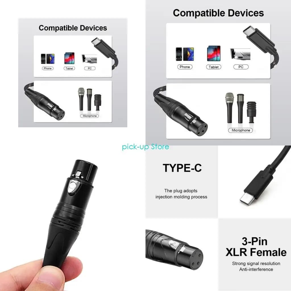 Q5WA Tipo C a 3pin Microfono Filo 3pin da femmina a tipo C maschio