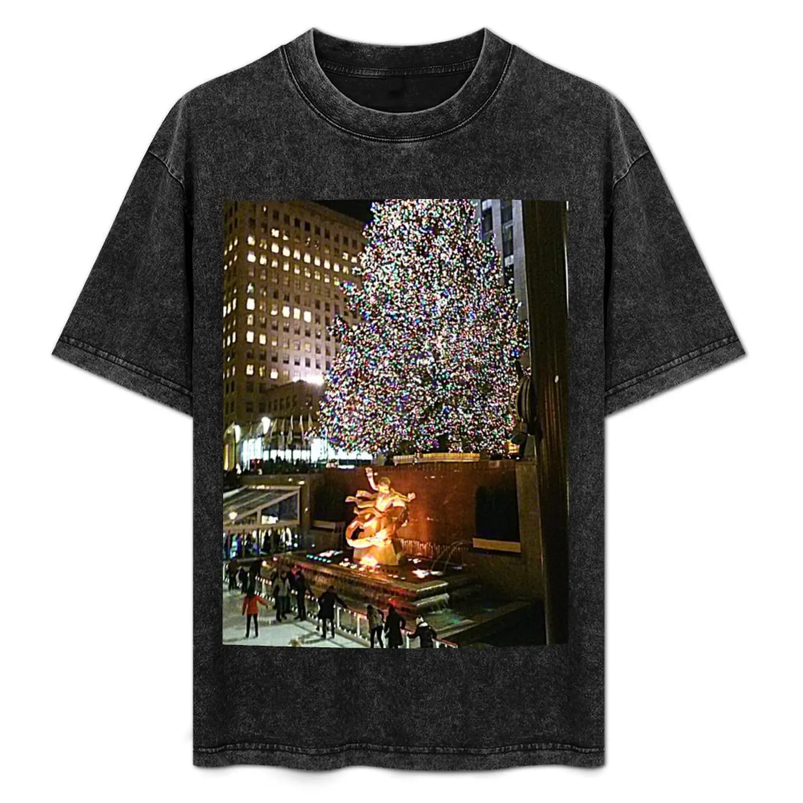 T-shirt da uomo per pattinaggio sul ghiaccio al Rockefeller Center, NYC, NY, T-shirt comoda da lavoro