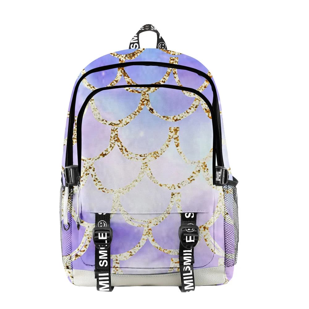 Borse da scuola per studenti Squama in scala popolare Hip Hop Zaini da viaggio multifunzione per notebook impermeabili con stampa 3D unisex