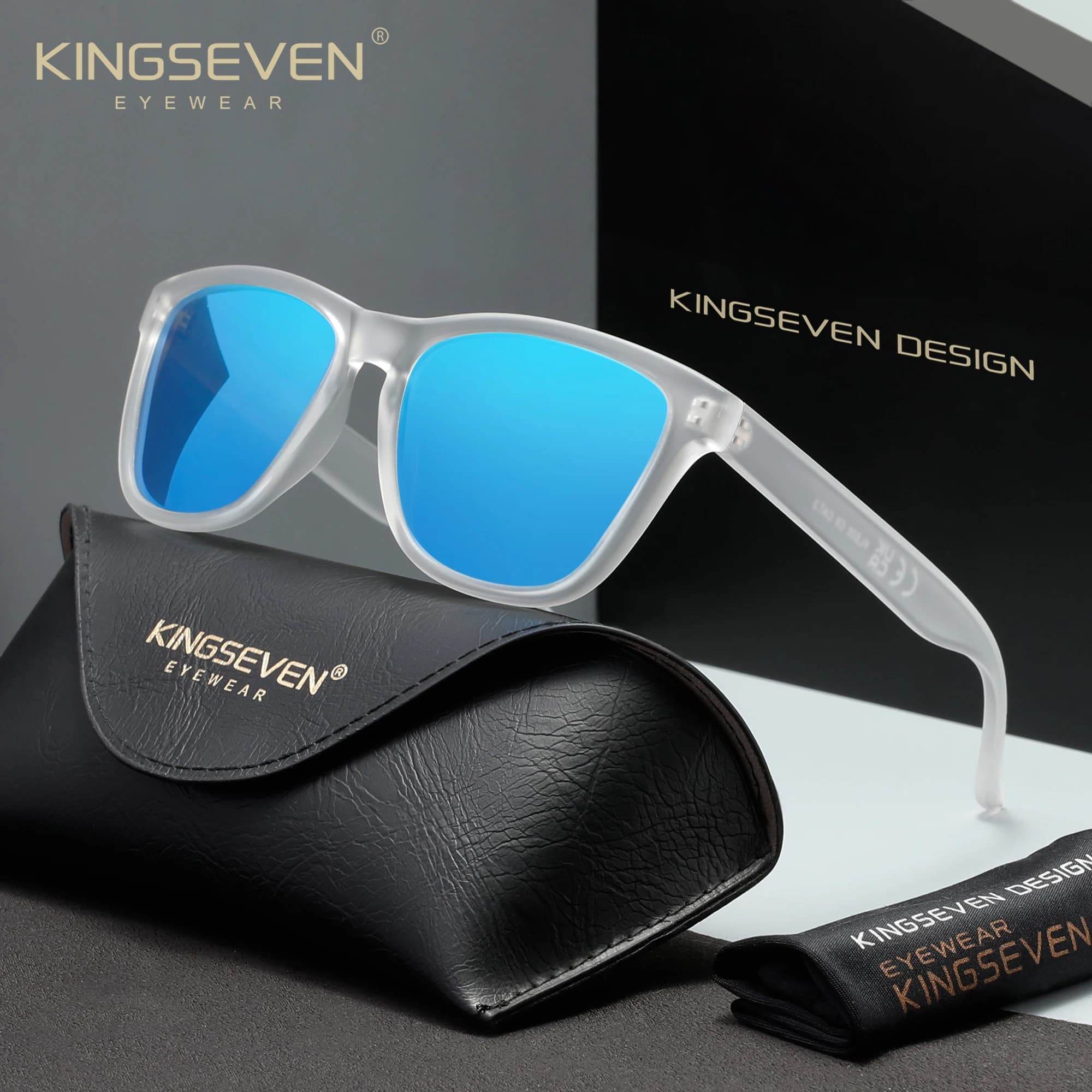 KINGSEVEN Occhiali da Sole Casual Unisex, Protezione UV400 Polarizzata, Occhiali alla Moda per Guida e Feste, Montature Multicolore