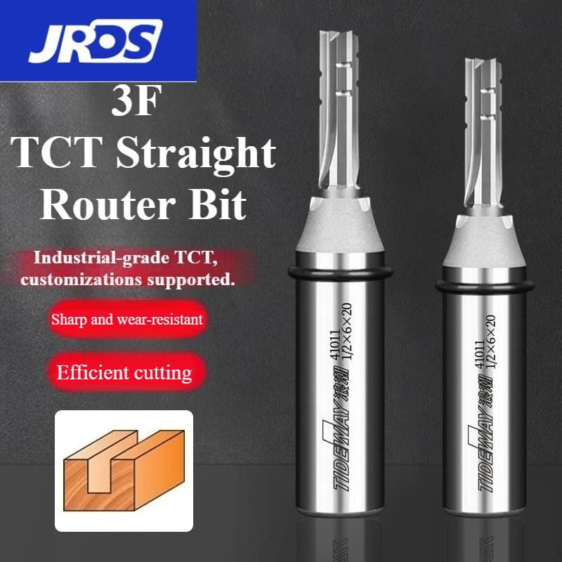 JRDS 3 Flauti TCT Punta per Router Dritto Taglio a 3 Lame Fresa CNC Taglierina in Metallo Duro per Legno MDF Particelle Multistrato