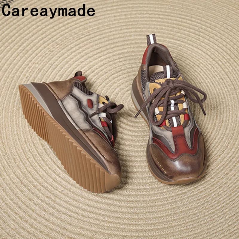 Careaymade-Women boots in real cow leather Spring boots Comfortable quality autumn sneakers Fashionable sturdy sneakers