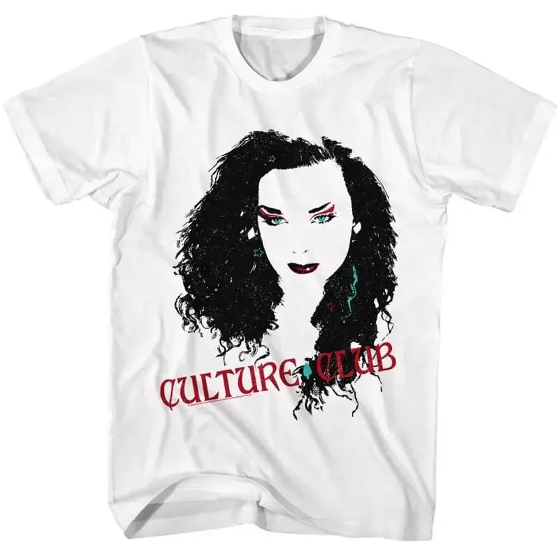 Maglietta da uomo con disegno bianco e nero di Culture Club Boy George, musica pop new wave