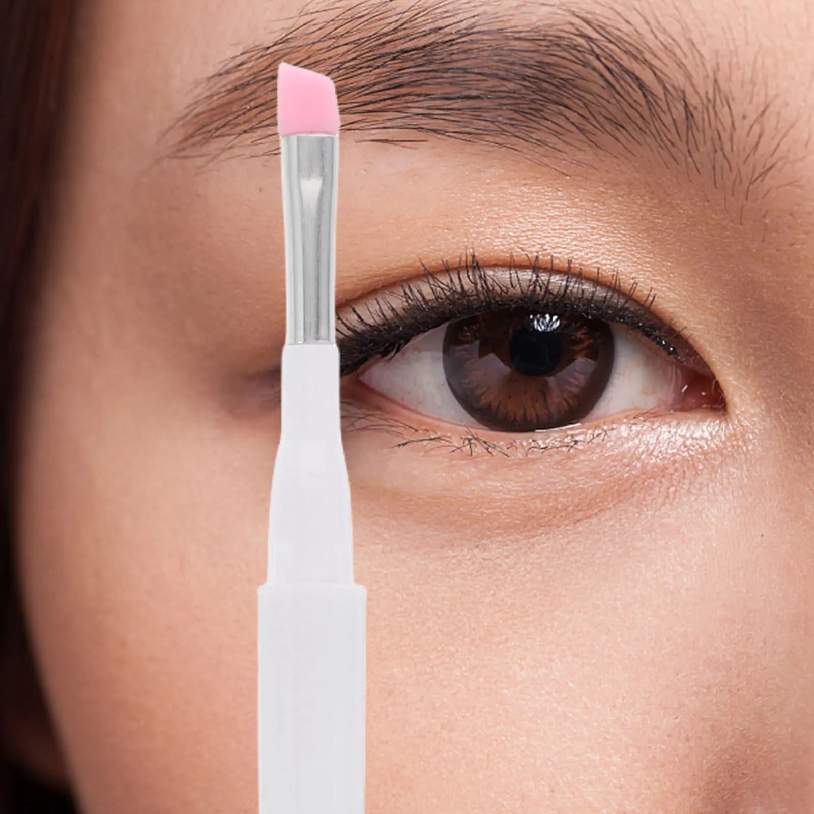 Set di 3 Pennelli per Trucco in Silicone con Cappuccio Antipolvere, Versatili per Sopracciglia, Occhi, Labbra, Ombretto, Mascara, Riutilizzabili