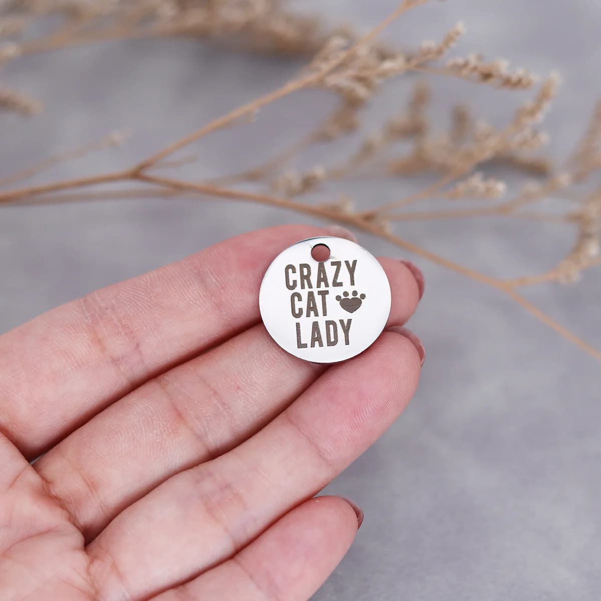 3 pz/lotto Crazy Cat Lady Charm inciso al Laser in acciaio inossidabile per la creazione di gioielli braccialetti con ciondolo amante dell'animale domestico accessori sfusi fai da te