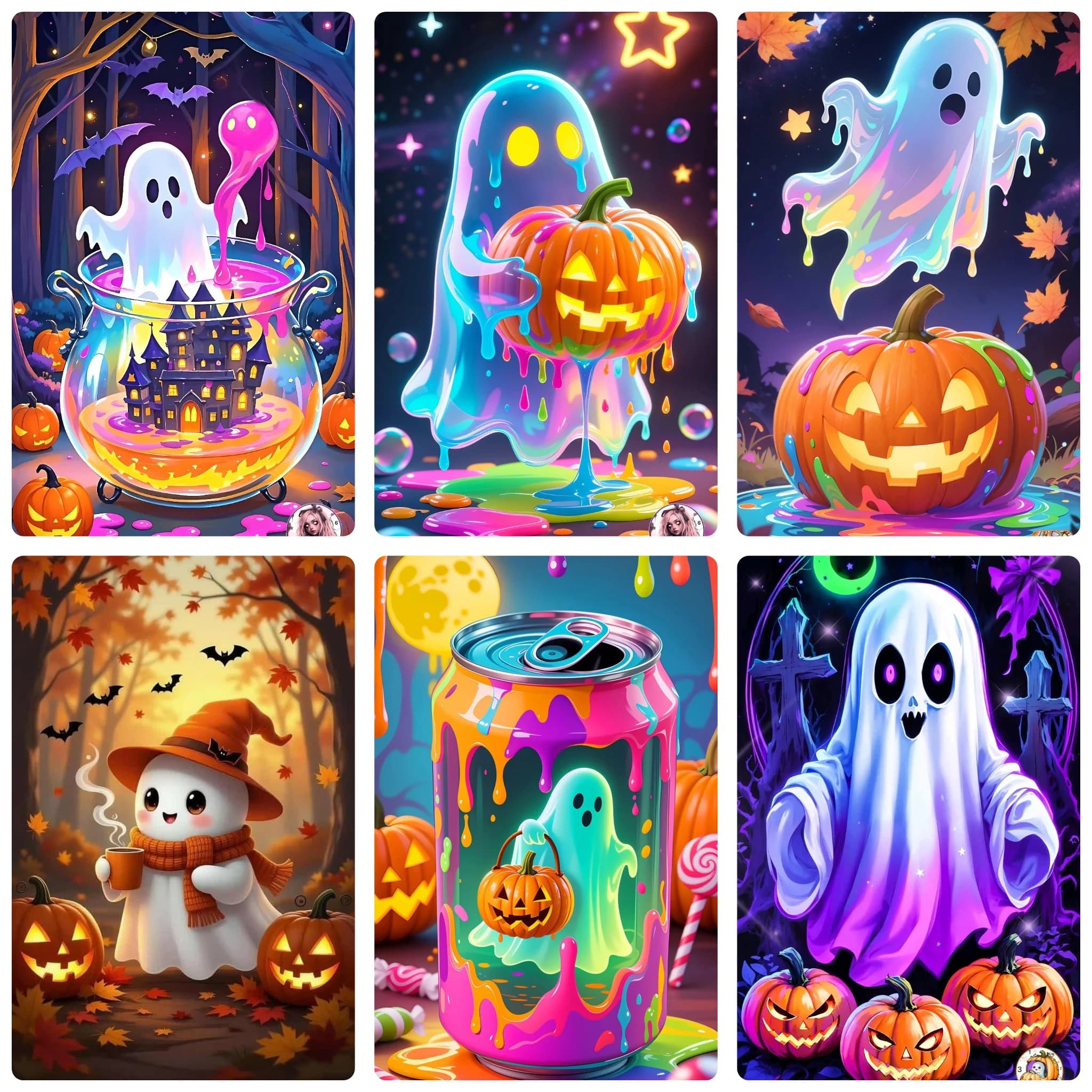 DIY Rainbow Ghost Pumpkin Halloween Fantasy Cartoon Art Diamond Painting Mosaic Handmade Art Exquisite Home Decoration