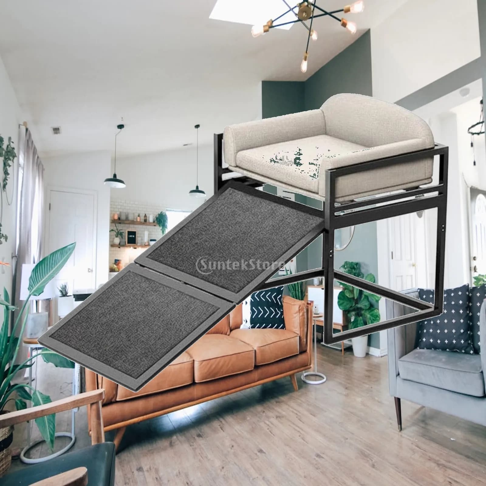 Fixed Resting Seat Soft Dog Ramp Bed Stairs Sofa Ladder Pet Cushion Dog Chair for Small Dogs Room