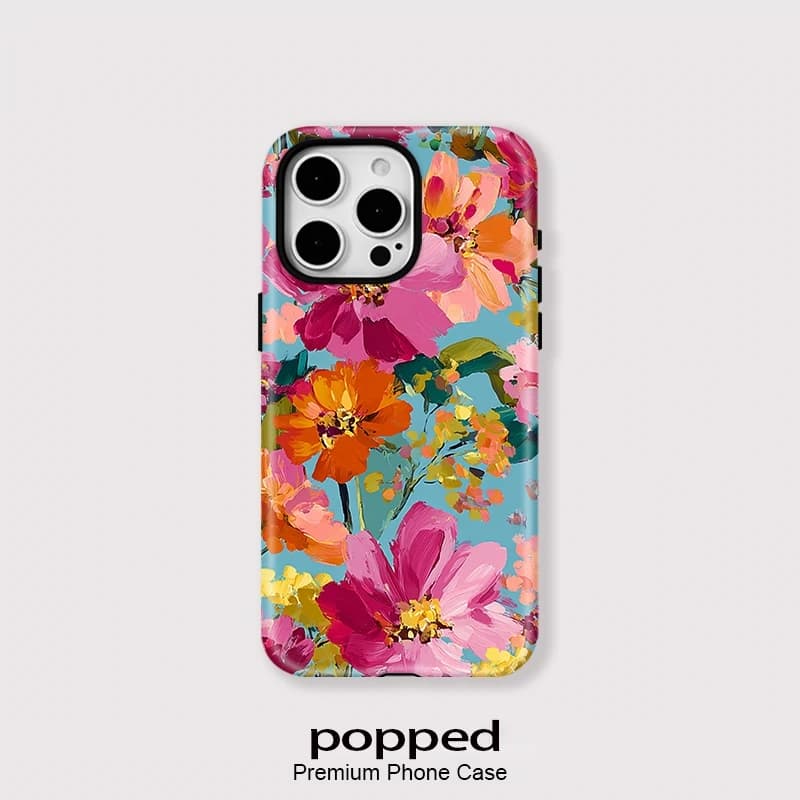 popped Shockproof Phone Case For iPhone 15 16 Pro Max 14 16 Plus 17 12 13 For Magsafe Magnetic Fashion Flower Pattern Cover