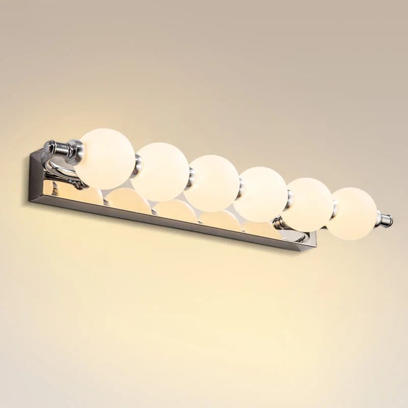 Lampada frontale a specchio a LED Lampada da parete rotonda moderna minimalista creativa con palo dritto Luci da trucco per comodino camera da letto