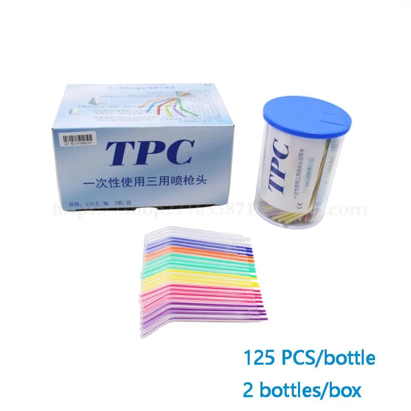 125 pcs. Tips for Air-Water Dental Syringe Disposable, Triple Toe Tubes with Plastic Nucleus, Tooth Whitening Tools and Dentistry, for Bag