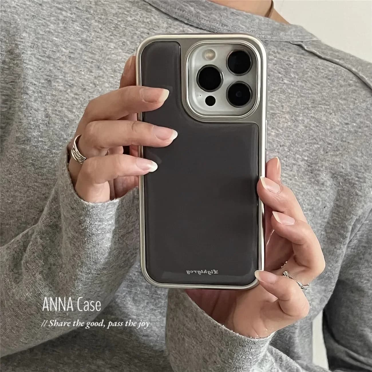 Custodia per telefono con colla a goccia galvanica grigio antracite INS avanzata per custodia Samsung S23 24 25 26 Fe Plus Ultra Cover per telefono Y2k