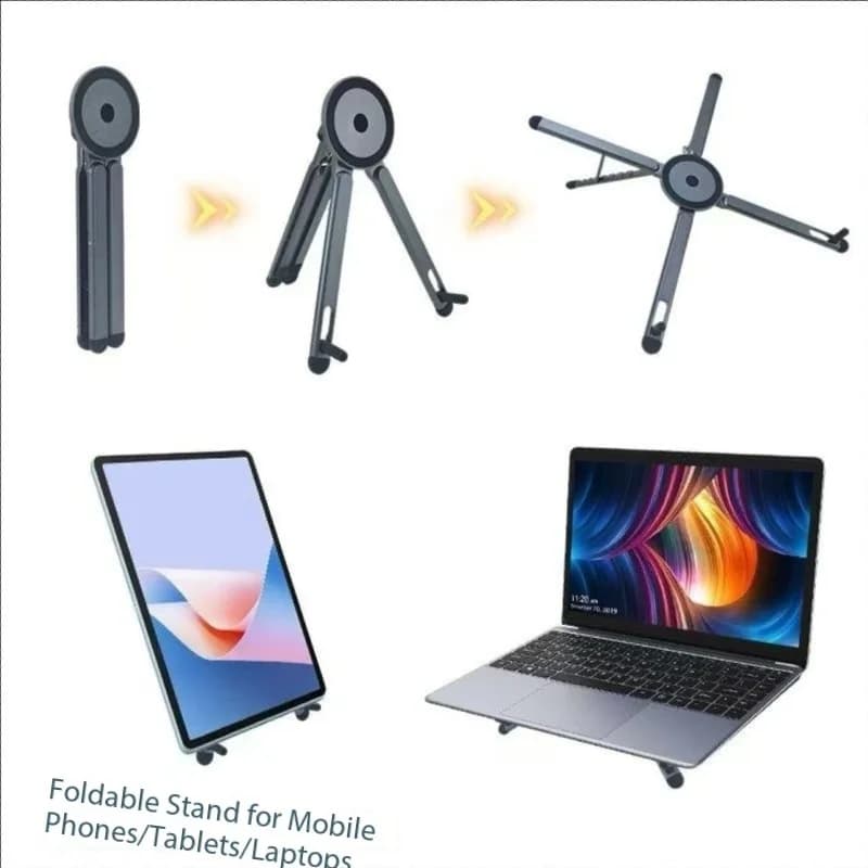 Supporto Magnetico Portatile per Tablet e Telefono, Stand per Casa e Ufficio, Compatibile con iPad, Samsung Galaxy Tab, Ebook, Kindle, Laptop, Asta Selfie 3 in 1, Treppiede
