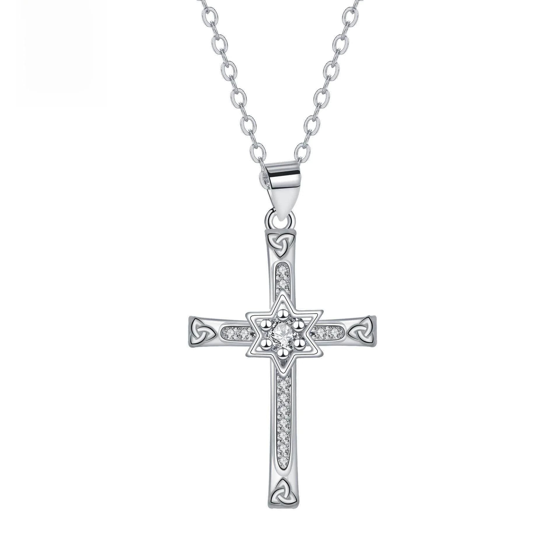 Necklace with Bright Cross Faith Light, Women's Jewelry, Popular Pendant, Fashion Accessories, Elegant Choker for Autumn