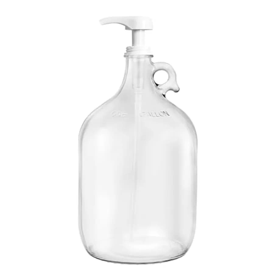 Dispenser in Vetro da un Gallone con Pompa, Grande Contenitore per Detersivo Liquido con Pompa per Organizzazione Lavanderia, Sapone