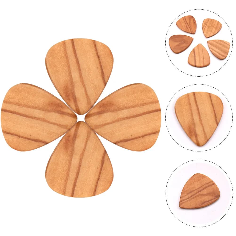 4Pcs Olive Wood Guitar Picks Strong Clear Sound Folk Electric Ukulele Practical Guitar Supplies Wooden Plectrum