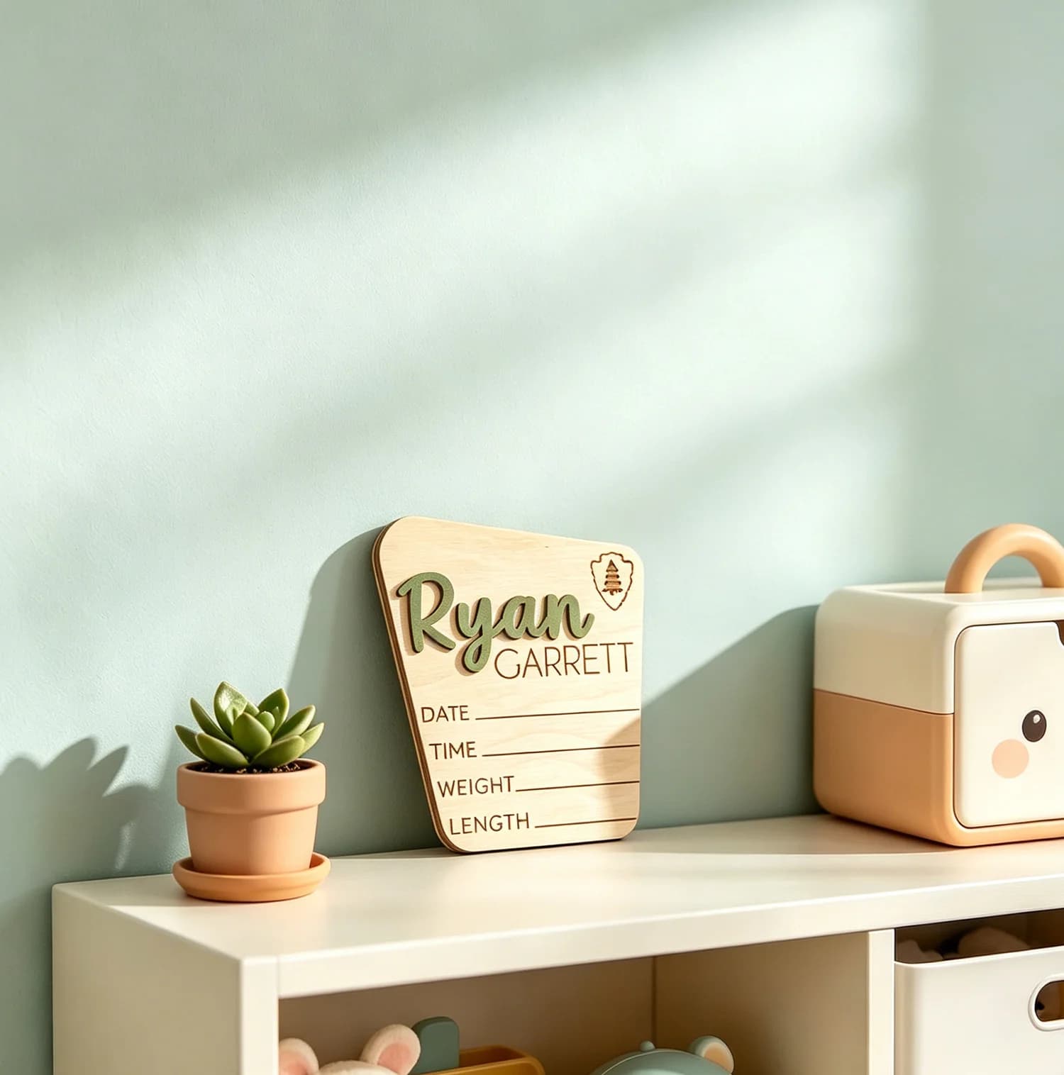 1pc Custom Tree Accent Wooden Name Plaque with Recording Lines Personalized Double Name Tabletop Wall Decor Sign