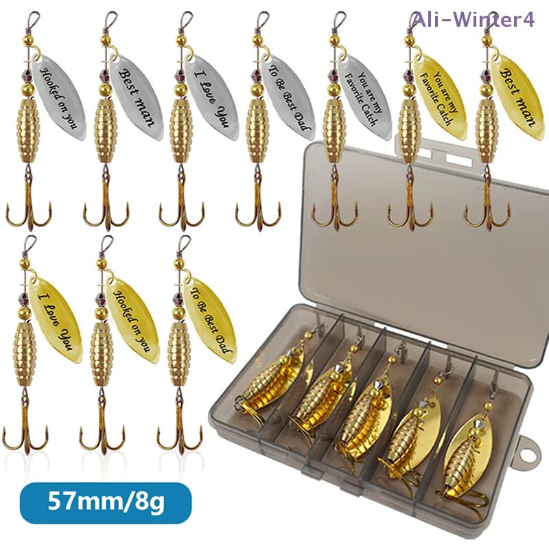 daWinter4 da5/10 Pieces Artificial Spinner baits with Sequins and Ancoretta, Metal Cuddle baits, Fishing Dure baits with Box Fishing Equipment