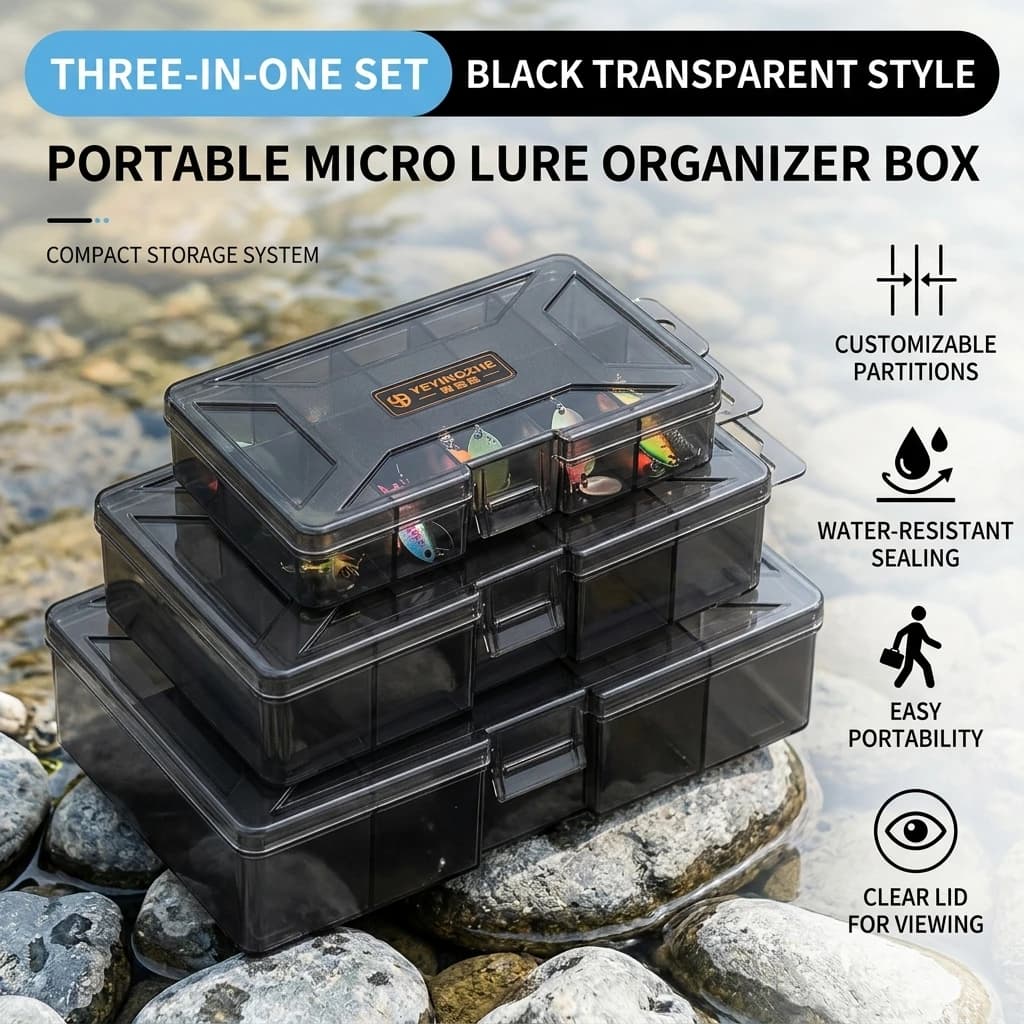 3pcs Portable Fishing Tackle Boxes Waterproof Multi Grids Organizer Box For Fishing Lures Fake Bait Fishhook Fishing Accessory