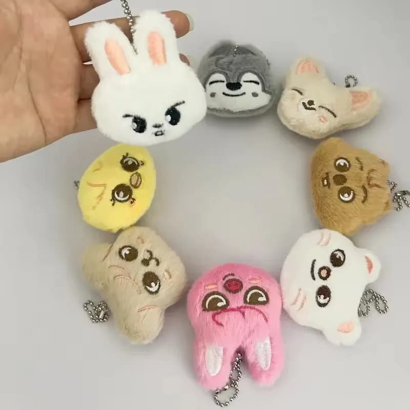 5cm SKZOO Plush Doll Pendant Keychain Stray Children Cartoon Cute Animal Head Doll Backpack Pendant Plush Children's Toy Gift