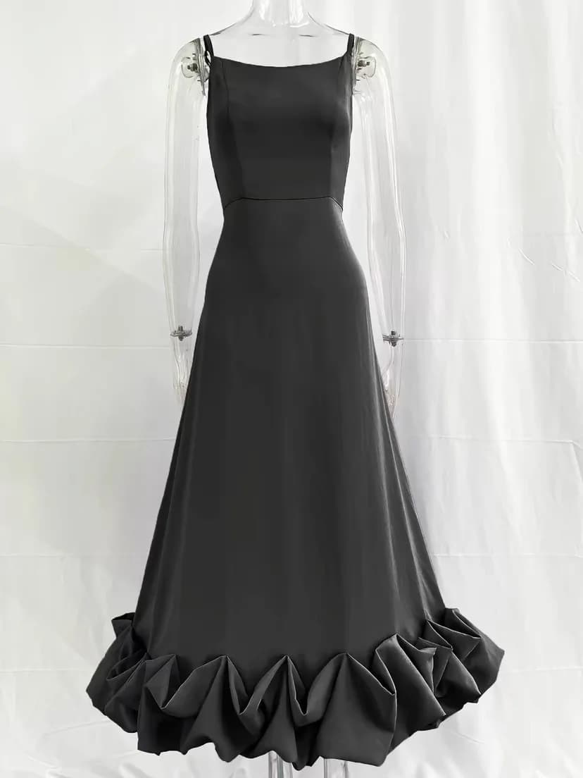 semplice moda bretella grande pendolo fiore tridimensionale gonna a forma di A Nuovi prodotti europei e transfrontalieri di vendita calda