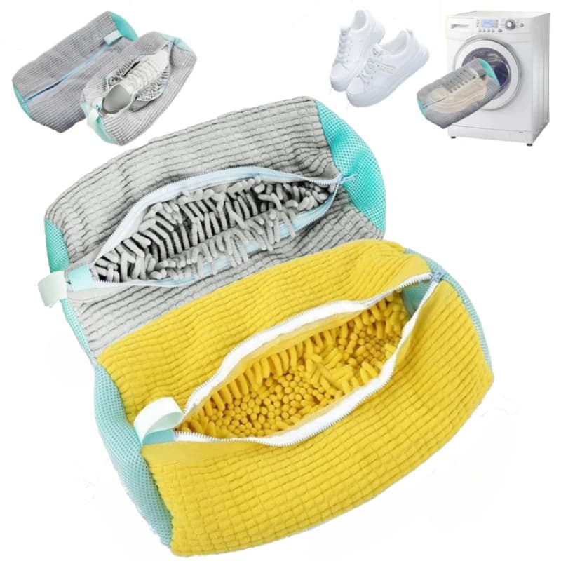 Shoe cleaning bag with zipper closure, shoe cleaning bag, padded mesh, soft fiber shoe washing bag, washing bag sneaker in the washing machine.
