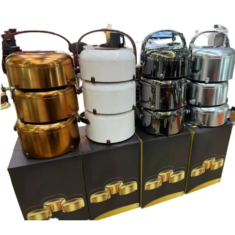 Set di contenitori termici in acciaio inox da 3L + 4L + 5L (3 pezzi) per la preparazione di cibo in cucina e per feste, vendita all'ingrosso direttamente dalla fabbrica.