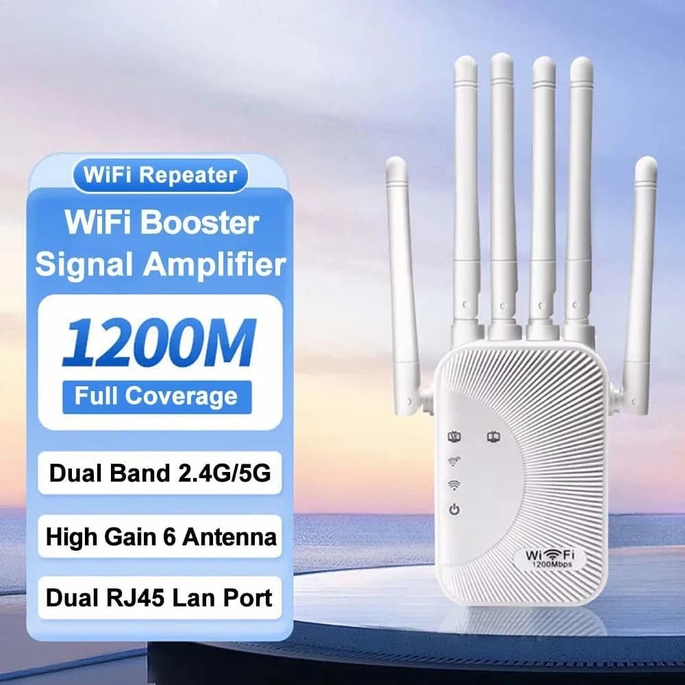 Kebidumei Ripetitore WiFi 1200Mbps 2.4G 5G, Amplificatore di Segnale per Casa e Ufficio, Estensore di Rete, Router Wi-Fi Wireless