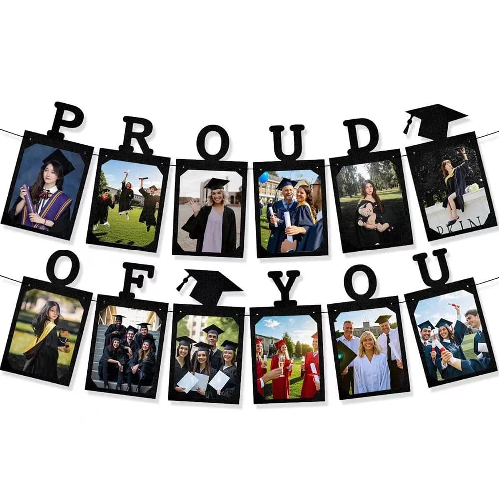 Runtow 1 Set Photographic Banner 'Forte in te' for the Degree, Photo Frame in Card with Flag Appears for the Season of the Degrees