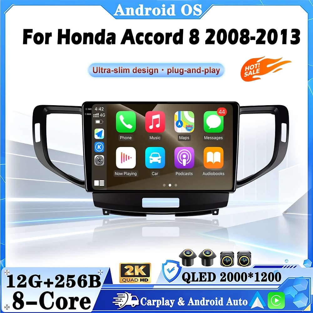 Android Auto Carplay Car GPS Navigation For Honda Accord 8 2008-2013 Bluetooth Radio player 4G Wifi BT DSP RDS No 2din DVD
