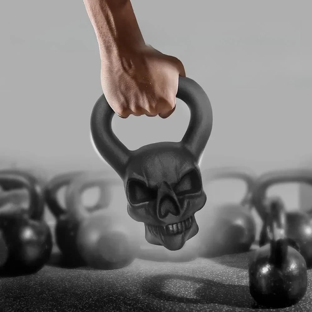 LSkull Kettlebells 25, 35 pounds - Cast iron kettle bell with powder coated anti-slip handle - Kettlebells for strength training