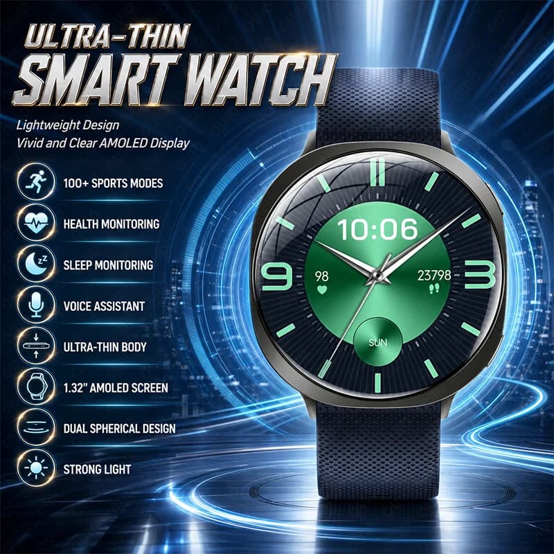 New Round Curved Screen M301 Smart Watch Sports Modes Flashlight Health Tracking Fitness IP68 Waterproof Men Women Smartwatch
