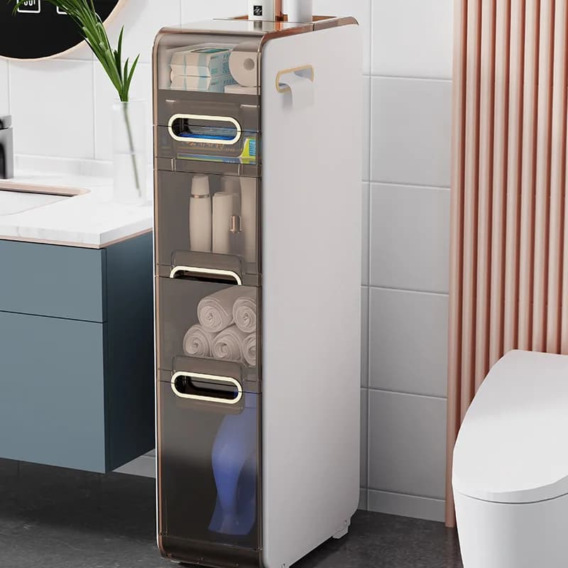 Narrow Bathroom Storage Cart,Multilayer Rolling Organizer with No Tools Assembly,Spacious Toilet Cabinet for Bathroom Shower