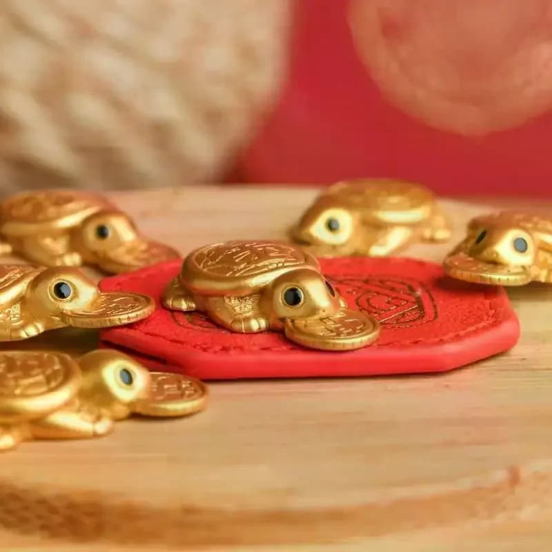 Fengshui Lucky Turtle Wallet Charm Money-biting Turtle Ornaments Decor For Longevity Protection & Financial Stability