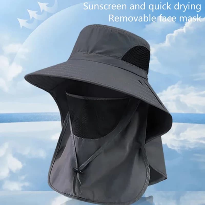 UV Protection Neck Flap Summer Bucket Hat Unisex Outdoor Fishing Hiking Camping Sun Cap