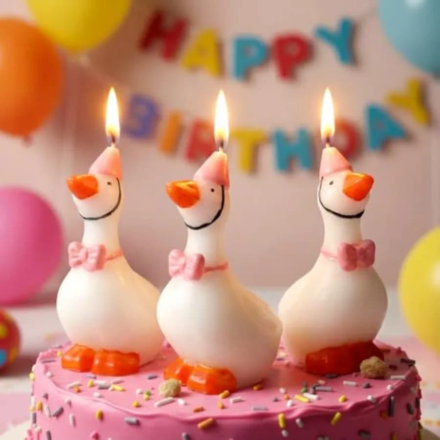 3 Pcs Silly Goose Birthday Candles Cute Goose Candles with Top Hat and Bow Cake Topper Decorations for Birthday Party Festive C