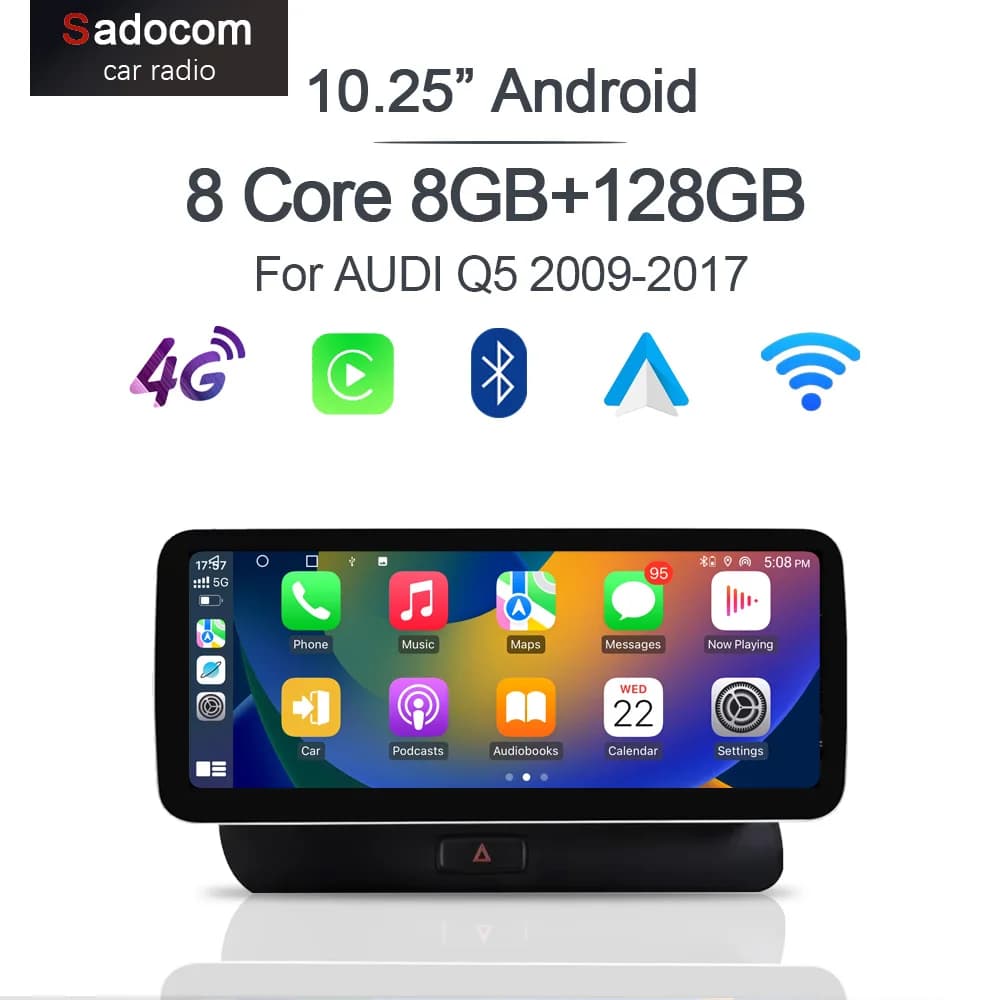 CarPlay Android 12 Sistema di Schermo Per Auto Lettore Multimediale Per AUDI Q5 2009-2017 di Navigazione GPS Multimediale Stereo 4G WiFi CarPlay